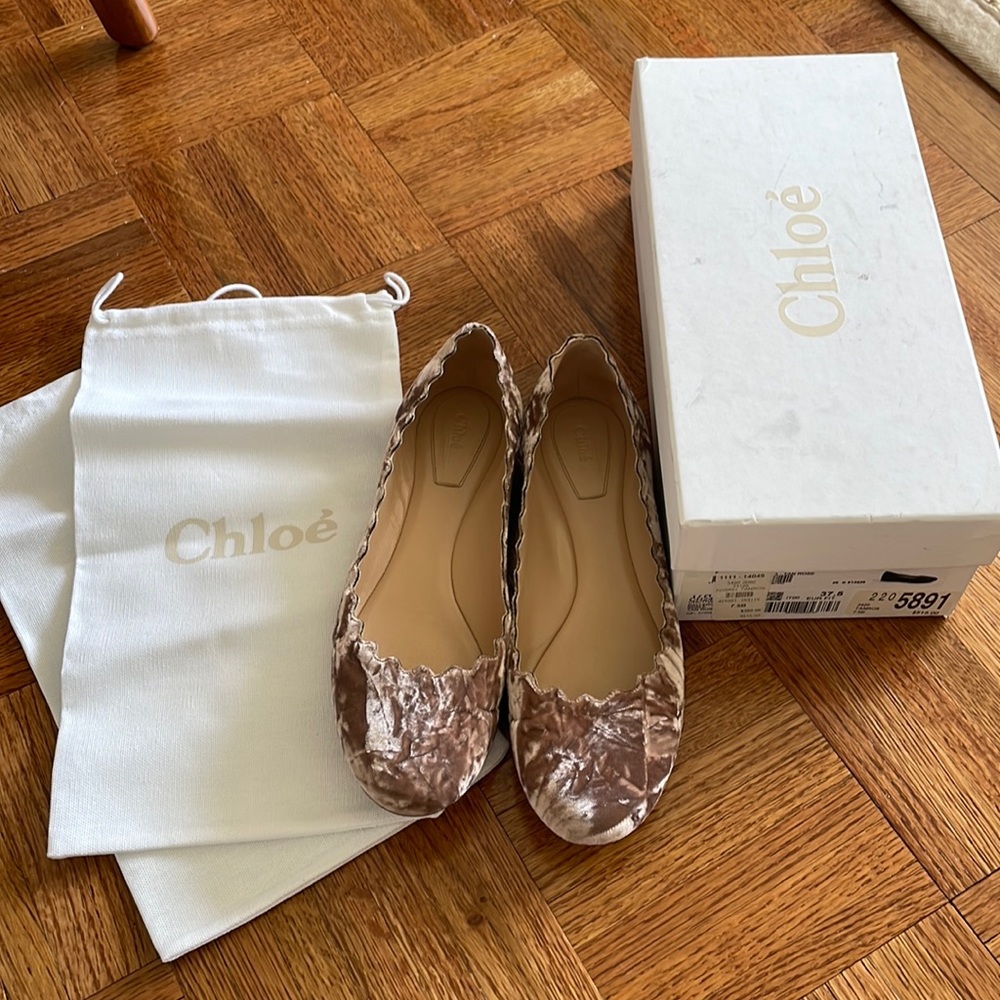 Chloe Lauren Velvet Ballet Flat, Size 7.5